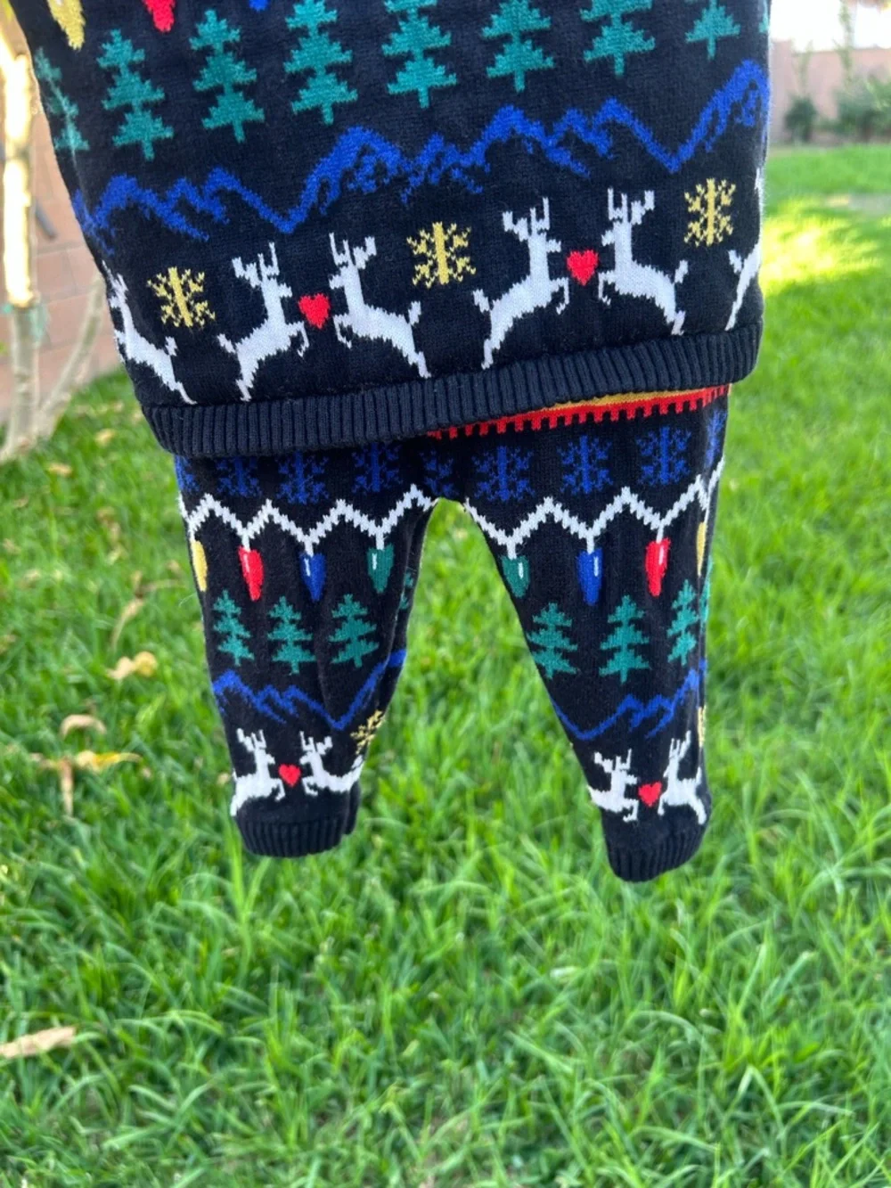 Hanna Andersson Black Holiday Reindeer Knit Baby Matching Set